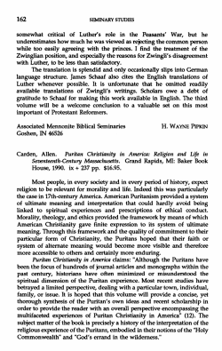 Puritan Christianity in America: Religion and Life in Seventeenth