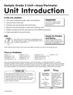 Sample Grade 3 Unit&mdash;Area/Perimeter Unit Introduction Assessment