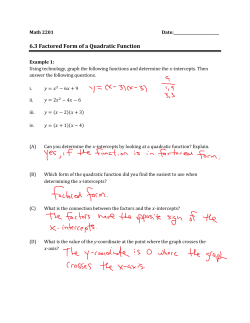 6.3 Factored Form of a Quadratic Function