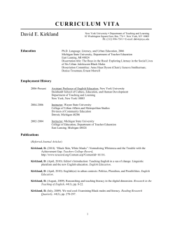 curriculum vita - NYU Steinhardt