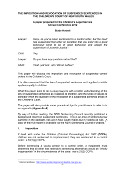 Suspended Sentences in The Children`s Court (June