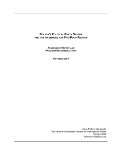 BOLIVIA`S POLITICAL PARTY SYSTEM AND THE INCENTIVES