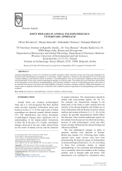 i Review Article JOINT DISEASES IN ANIMAL PALEOPATHOLOGY