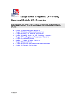 Doing Business in Argentina: 2015 Country Commercial