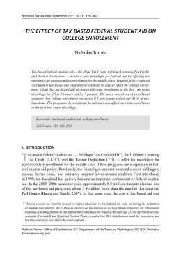 the effect of tax-based federal student aid on college enrollment