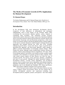 The Myths of Economic Growth (GNP): Implications for