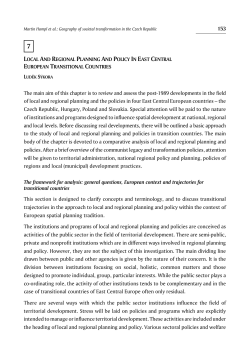 153 LOCAL AND REGIONAL PLANNING AND POLICY IN EAST