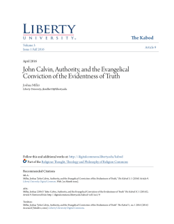 John Calvin, Authority, and the Evangelical Conviction of the