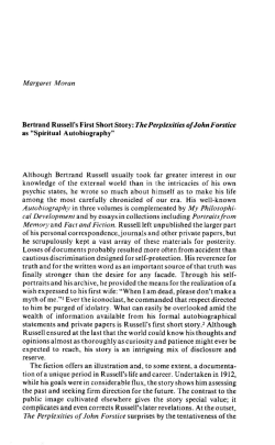 Margaret Moran Bertrand Russell`s First Short Story: The