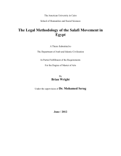 The Legal Methodology of the Salafi Movement in Egypt