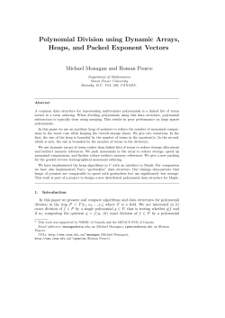 Polynomial Division using Dynamic Arrays, Heaps - CECM