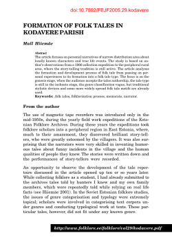 formation of folk tales in kodavere parish