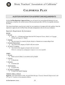 Cal Plan Repertoire Requirements for Audition
