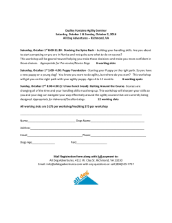 Dudley Fontaine Agility Seminar Saturday, October 1