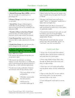 Fact Sheet &ndash; Credit Cards