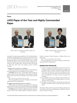 JJCO Paper of the Year and Highly Commended