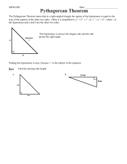 The Pythagorean Theorem states that in a right