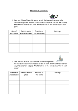 Fractions of Quantities. 1. Sam has 24cm of tape. He wants to cut the