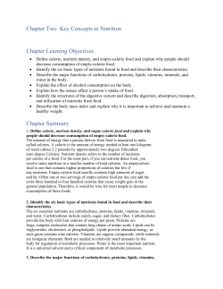 Chapter Two Key Concepts in Nutrition Chapter Learning Objectives