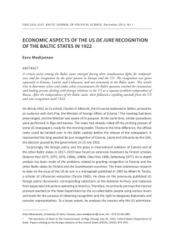 economic aspects of the us de jure recognition of the baltic states in