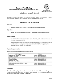 Proclaimed Plant Policy