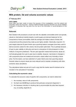 Milk protein, fat and volume economic values