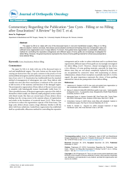 Commentary Regarding the Publication &ldquo;Jaw Cysts