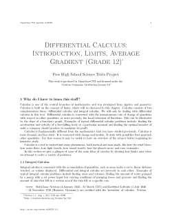 Differential Calculus: Introduction, Limits, Average
