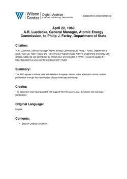 May 22, 1960 A.R. Luedecke, General Manager, Atomic Energy