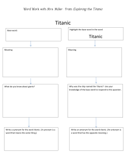 Titanic - Mrs. Miller`s Reading Classroom