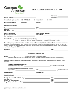 debit/atm card application - German American State Bank
