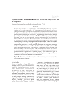 Dynamics of the Peri Urban Interface: Issues and Perspectives for