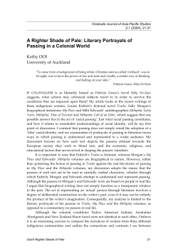 Literary Portrayals of Passing in a Colonial World