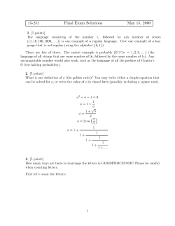 1 3 5 аб9 &curren;AAA 1. [5 points] The language consisting of the number
