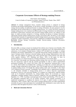 Corporate Governance Effects of Strategy