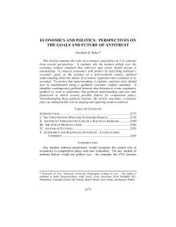 economics and politics: perspectives on the goals and future of