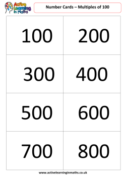 Number Cards &ndash; Multiples of 100