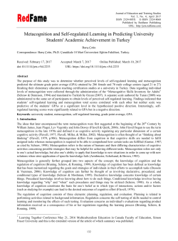 Metacognition and Self-regulated Learning in Predicting University
