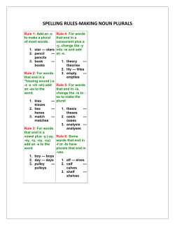 SPELLING RULES-MAKING NOUN PLURALS