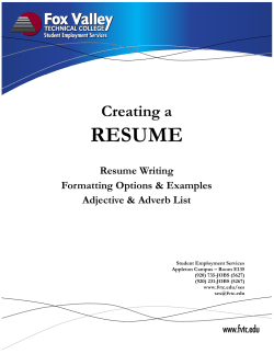 resume - Fox Valley Technical College