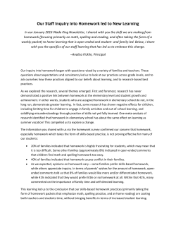 Our Staff Inquiry into Homework led to New Learning