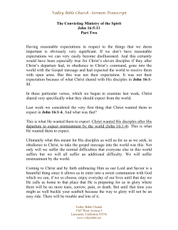 The Convicting Ministry of the Spirit John 16:5