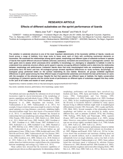 Effects of different substrates on the sprint performance of lizards