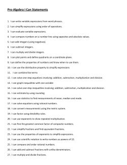 Pre-Algebra I Can Statements