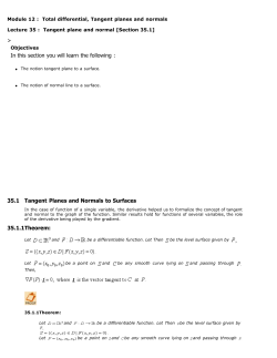 Lecture 35 : Tangent plane and normal