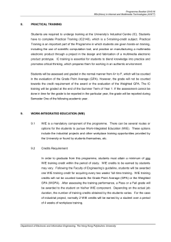 8. PRACTICAL TRAINING Students are required to undergo training