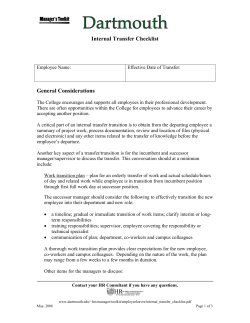 Internal Transfer Checklist