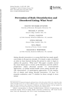 Prevention of Body Dissatisfaction and Disordered Eating: What Next?