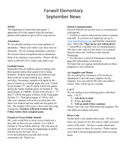 Farwell Elementary September News