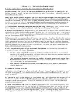 Galatians 6:6-18 "Sharing, Sowing, Reaping, Boasting" I. Sowing